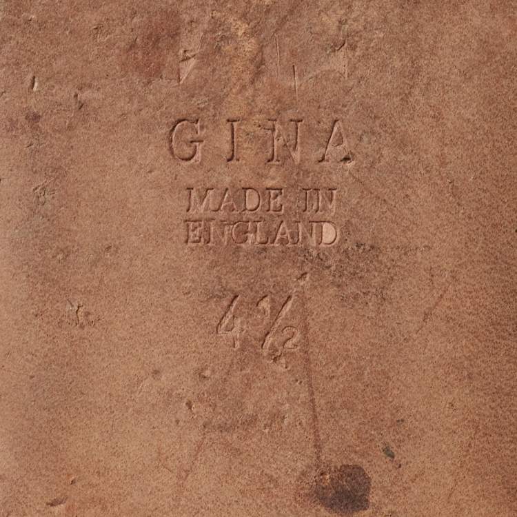 Pre Owned Gina Beige Leather and Crystal Embellished Thong Flats Size 37.5