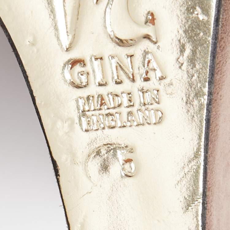 Pre Owned Gina Dusty Pink Pleated Suede Wedge Pumps Size 38
