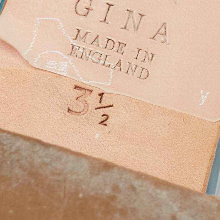 Pre Owned Gina Blue Croc Embossed Leather Crystal Embellished Loren Slides  Sandals Size 36.5