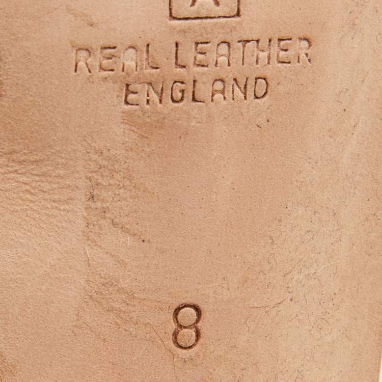 Pre Owned Gina Beige Leather Crystal Embellished Slide Sandals Size 41