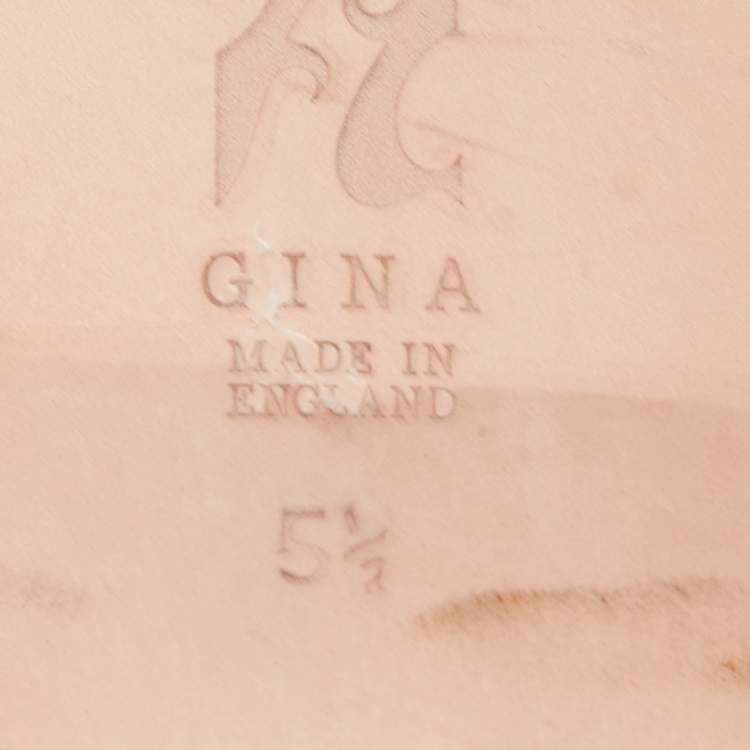 Pre Owned Gina Silver Crystal Embellished Leather Flat Slides Size 38.5