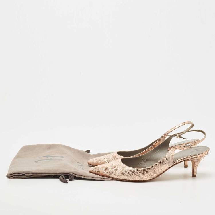 Pre Owned Gina Metallic Python Slingback Pumps Size 37