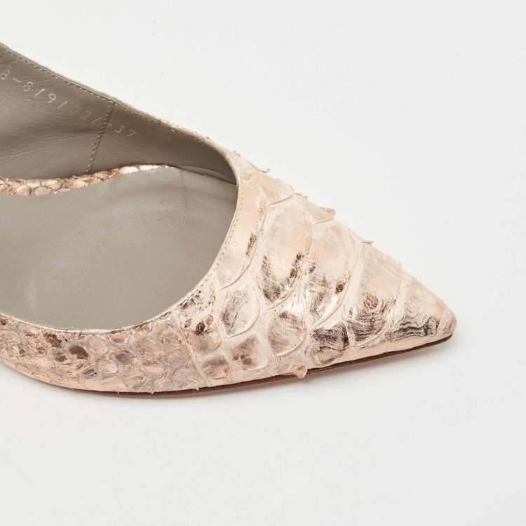 Pre Owned Gina Metallic Python Slingback Pumps Size 37