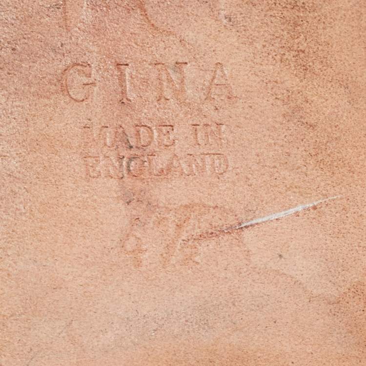 Pre Owned Gina Black Croc Embossed and Crystal Embellished Slide Sandals Size 37.5