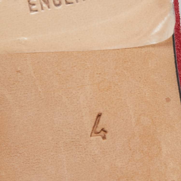 Pre Owned Gina Red Leather Embellished Knotted Open Toe Slides Size 37