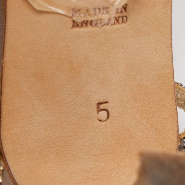 Pre Owned Gina Pink Crystal Embellished Leather Slingback Sandals Size 38