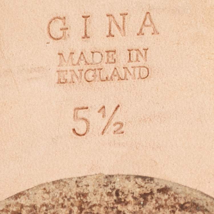 Pre Owned Gina Black Croc Embossed Leather Slip On Open Toe Flat Slides Size 38.5