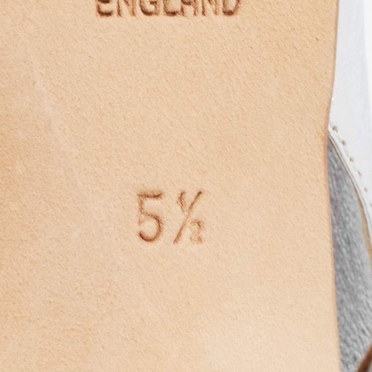 مملوكة مسبقًا Gina Silver Leather Crystal Embellished Slingback Sandals Size 38.5