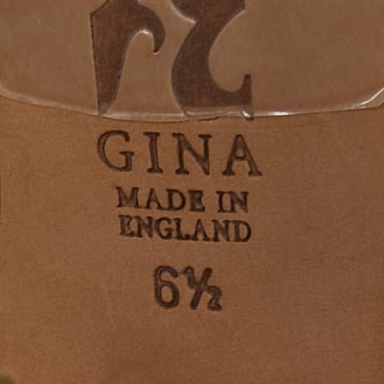 مملوكة مسبقًا Gina Orange Python Peep Toe Ankle Strap Sandals Size 39.5