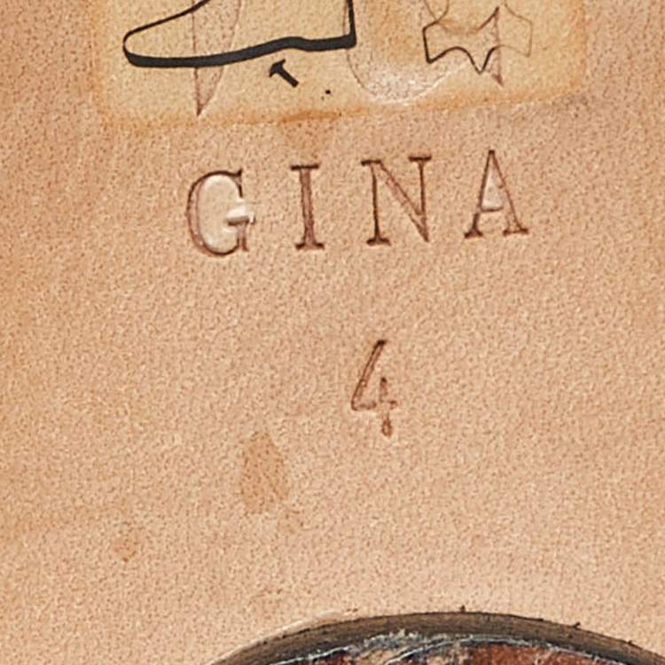 Pre Owned Gina Silver/Black Crystal Embellished Satin Flat Mules Size 37