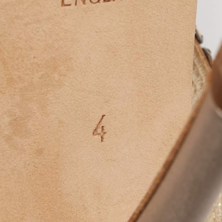 Pre Owned Gina Metallic Gold Leather Embellished Slides Size 37