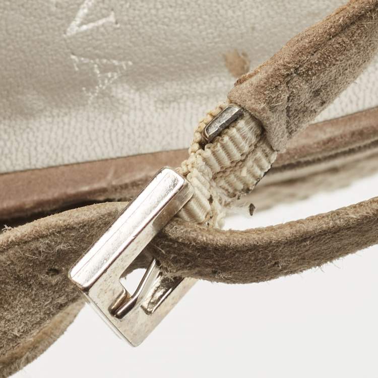 مملوكة مسبقًا Gina Grey Suede Crystal Embellished Open Toe Espadrille Sandals Size 38