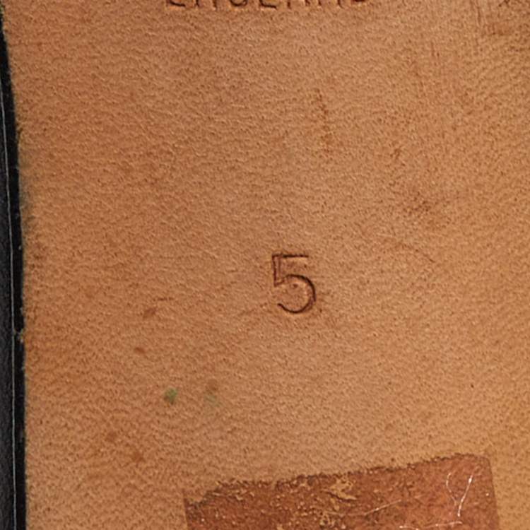 Pre Owned Gina Silver/Black Crystal Embellished Leather Slide Sandals Size 38