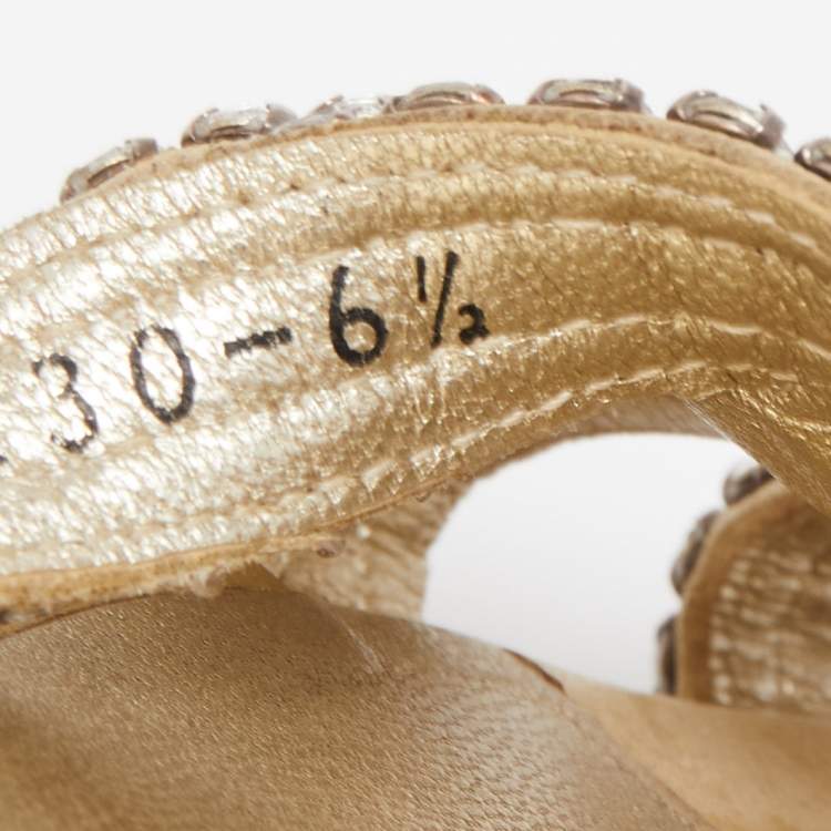 Pre Owned Gina Green Patent Embellished Flat Slides Size 39.5