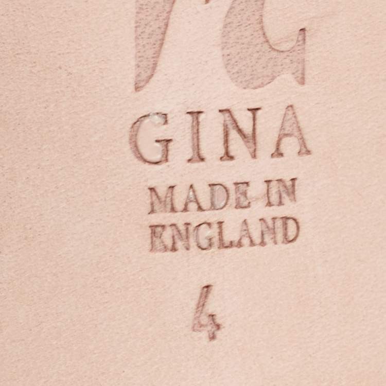 Pre Owned Gina Metallic Crystal Embellished Leather Slide Sandals Size 37