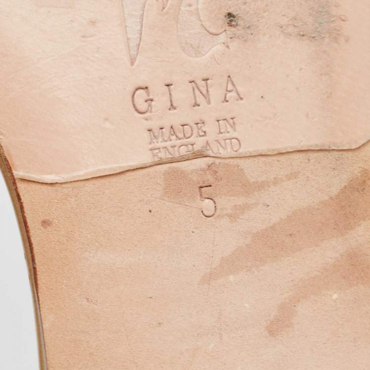 مملوكة مسبقًا Gina Silver/Beige Crystal Embellished Leather Thong Flats Size 38