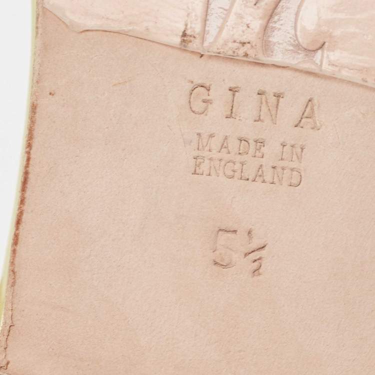 Pre Owned Gina Yellow Crystal Embellished Leather Thong Flats Size 38.5