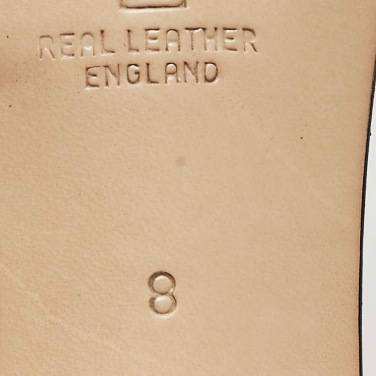 Pre Owned Gina Black Leather Crystal Embellished Slide Sandals Size 41