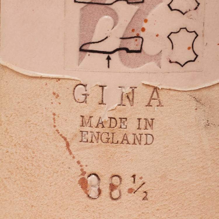 Pre Owned Gina Pink/Yellow Crystal Embellished Leather Slide Sandals Size 38.5