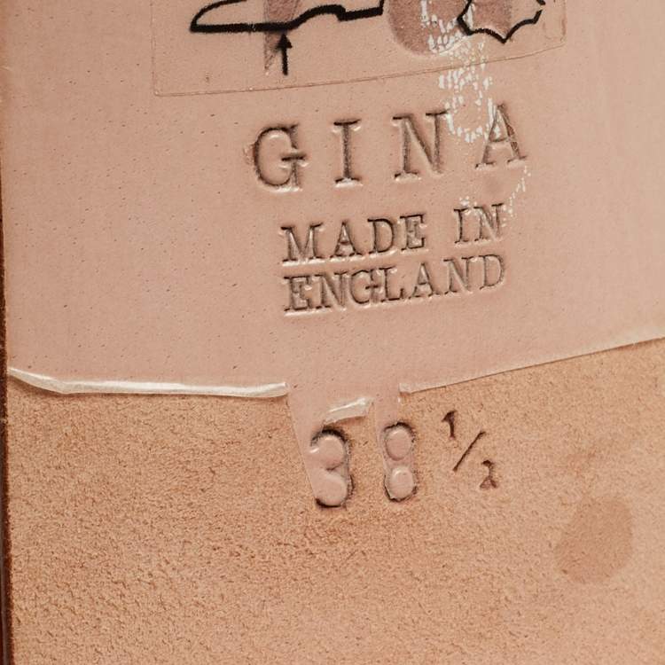 Pre Owned Gina Orange Croc Embossed Patent Crystal Embellished Slide Sandals Size 38.5