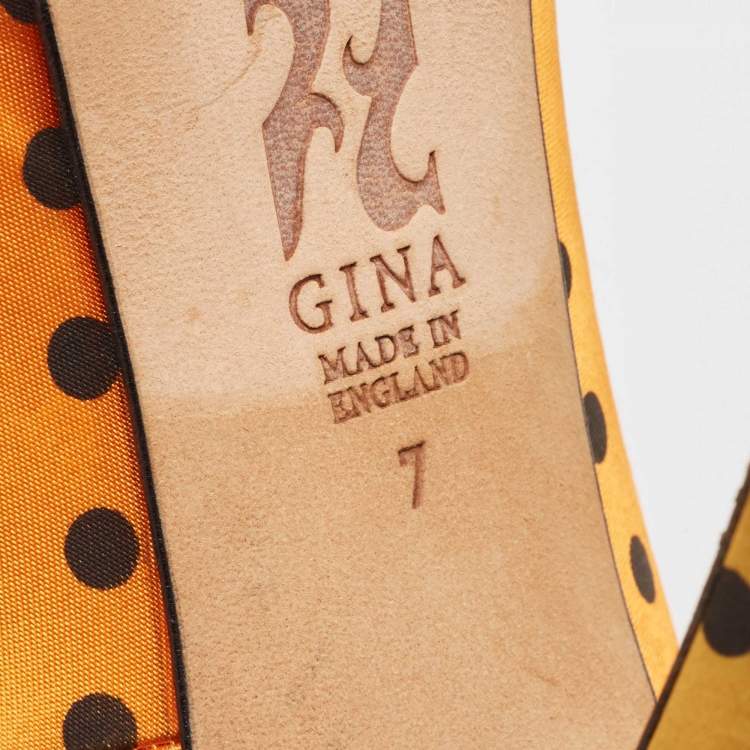 Pre Owned Gina Tricolor Polka Dot Print Satin Peep Toe Platform Pumps Size 40