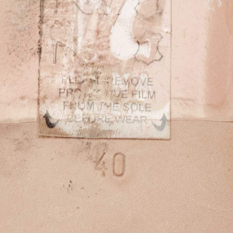 Pre Owned Gina Silver/Purple Leather Crystal Embellished Flat Slides Size 40