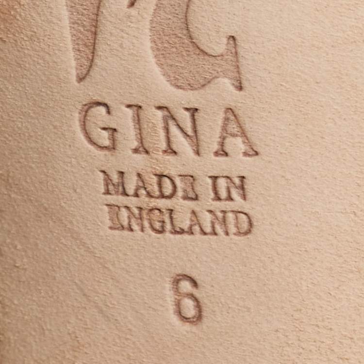 Pre Owned Gina Navy Blue/Gold Crystal Embellished Satin Open Toe Slingback Sandals Size 39