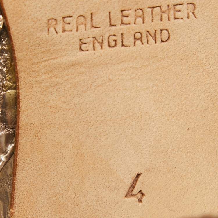 مملوكة مسبقًا Gina Metallic Crystal Embellished Embossed Python Slingback Sandals Size 37