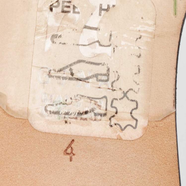 مملوكة مسبقًا Gina Green Patent Crystal Embellished Flat Slides Size 37