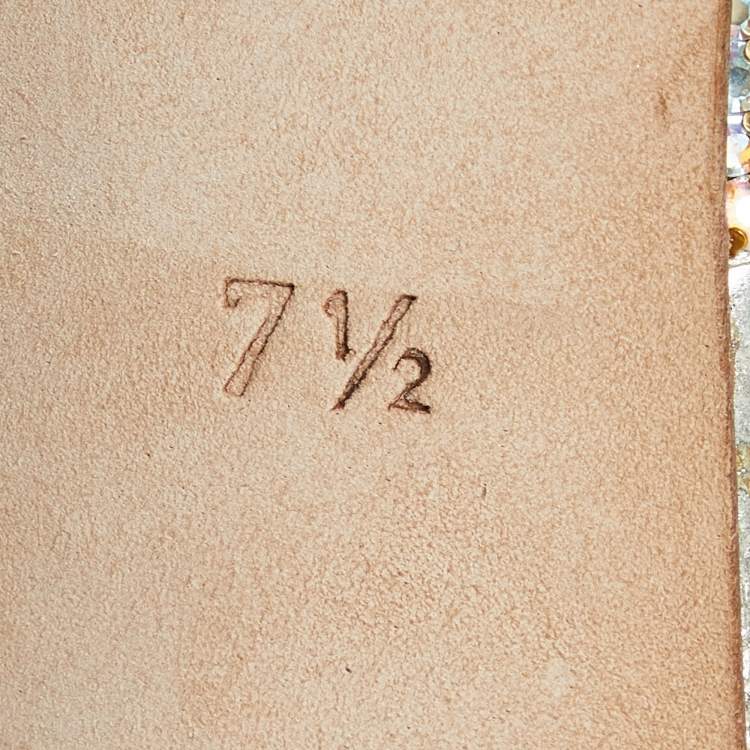 Pre Owned Gina Gold Crystal Embellished Leather Thing Slide Sandals Size 40.5