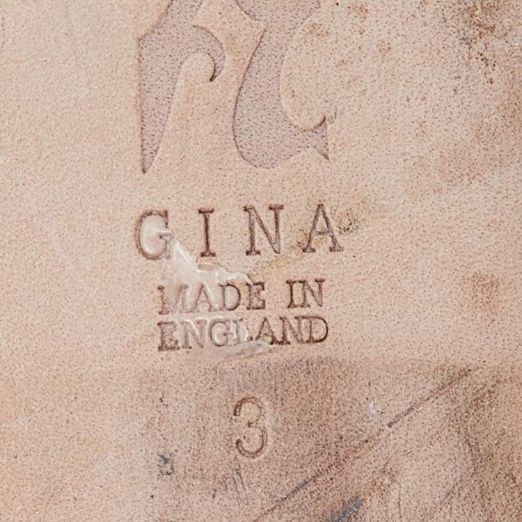 Pre Owned Gina White Crystal Embellished Leather Thong Flats Size 36