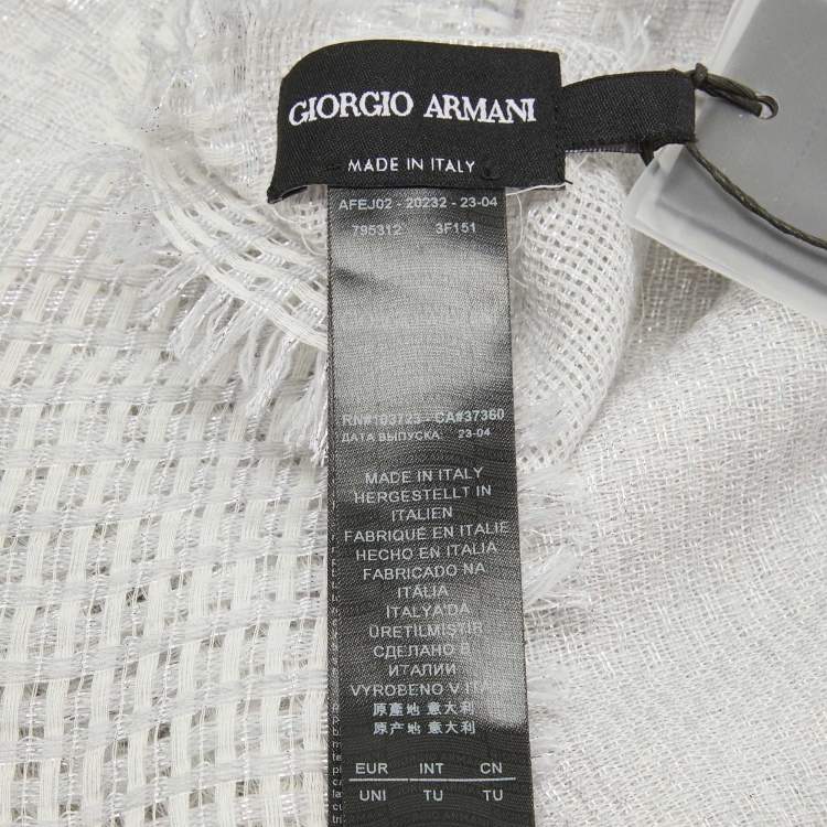 Pre Owned Giorgio Armani Grey Lurex Knit Wool Scarf 