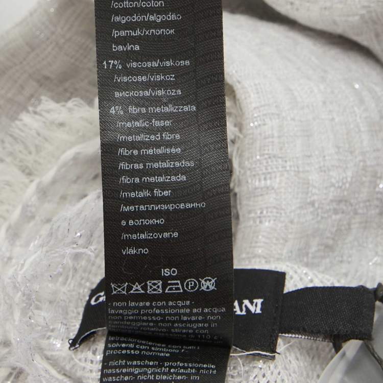 Pre Owned Giorgio Armani Grey Lurex Knit Wool Scarf 