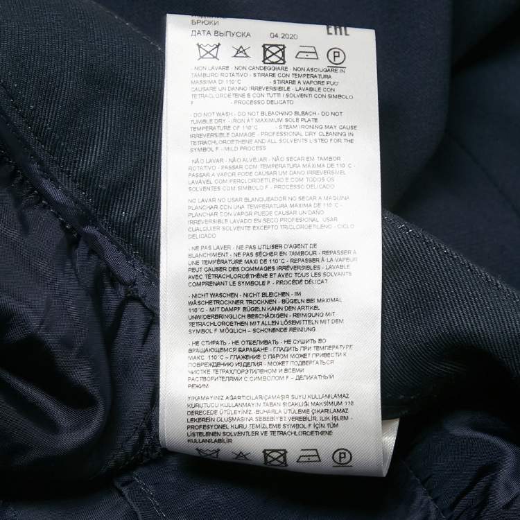 Pre Owned Giorgio Armani Navy Blue Wool Straight Leg Trousers M
