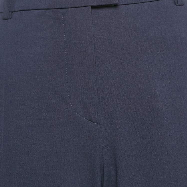 Pre Owned Giorgio Armani Navy Blue Wool Straight Leg Trousers M