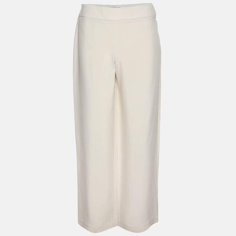 Pre Owned Giorgio Armani Beige Silk Shantung Classic Palazzo Pants M