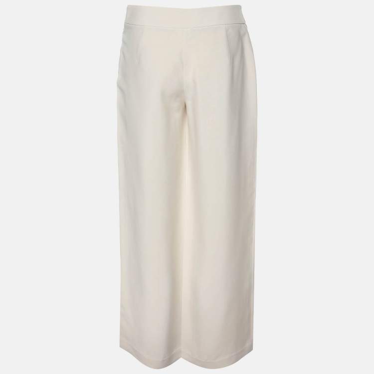 Pre Owned Giorgio Armani Beige Silk Shantung Classic Palazzo Pants M
