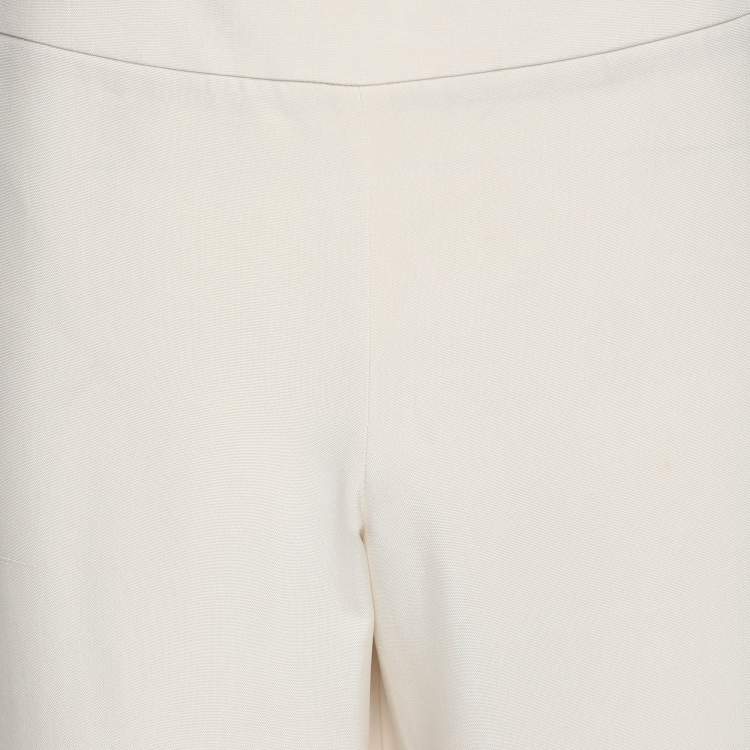 Pre Owned Giorgio Armani Beige Silk Shantung Classic Palazzo Pants M