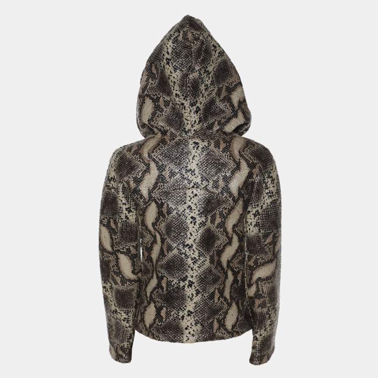 Pre Owned Giorgio Armani Multicolor Faux Python Hoodie Jacket S