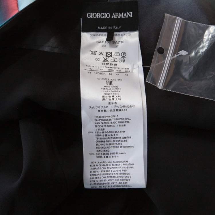 Pre Owned Giorgio Armani Multicolor Silk Satin High Waisted Pants M 