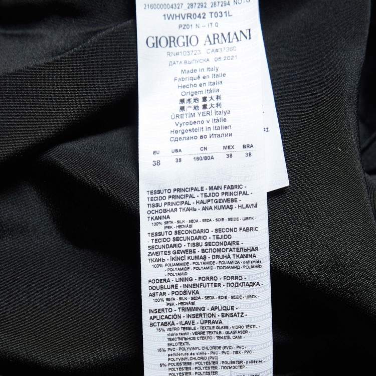 Pre Owned Giorgio Armani Black Tulle Embellished Flared Dress S