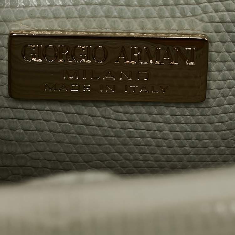 Pre Owned Giorgio Armani Light Green Lizard Chain Clutch