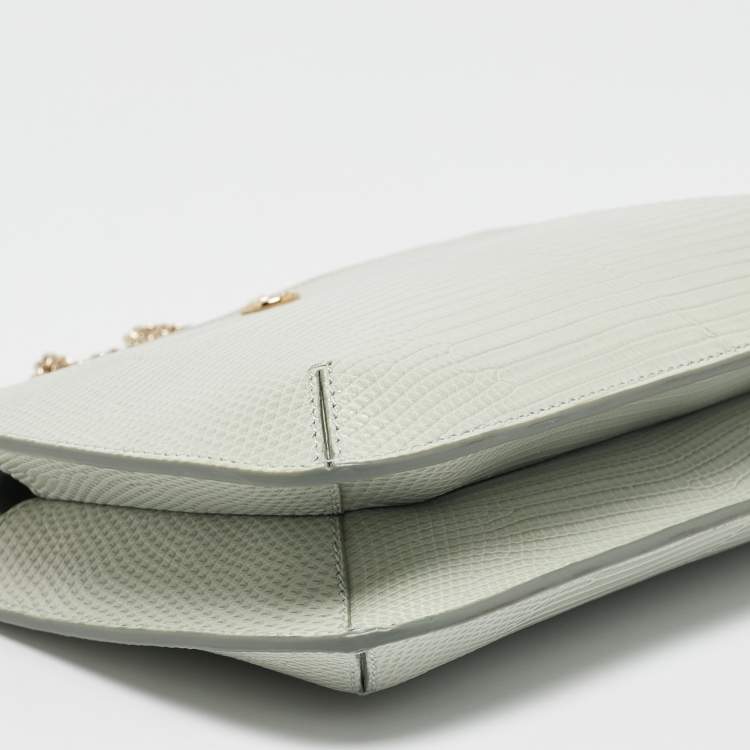 Pre Owned Giorgio Armani Light Green Lizard Chain Clutch
