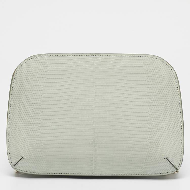 Pre Owned Giorgio Armani Light Green Lizard Chain Clutch