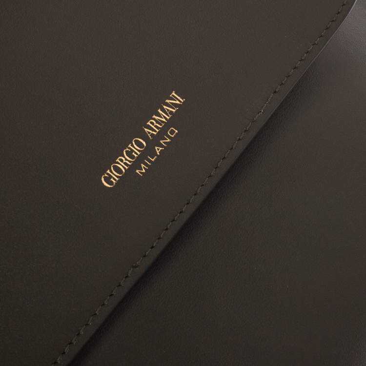 Pre Owned Giorgio Armani Khaki Green Wristlet Clutch 