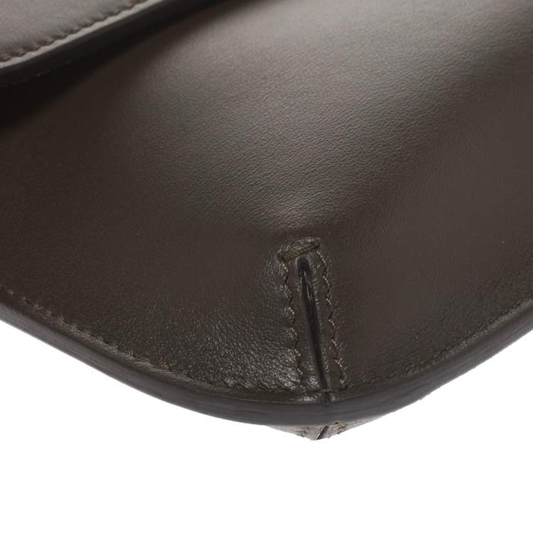 Pre Owned Giorgio Armani Khaki Green Wristlet Clutch 