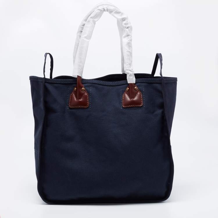 Pre Owned Giorgio Armani Navy Blue Canvas Maxi Shopper Tote 