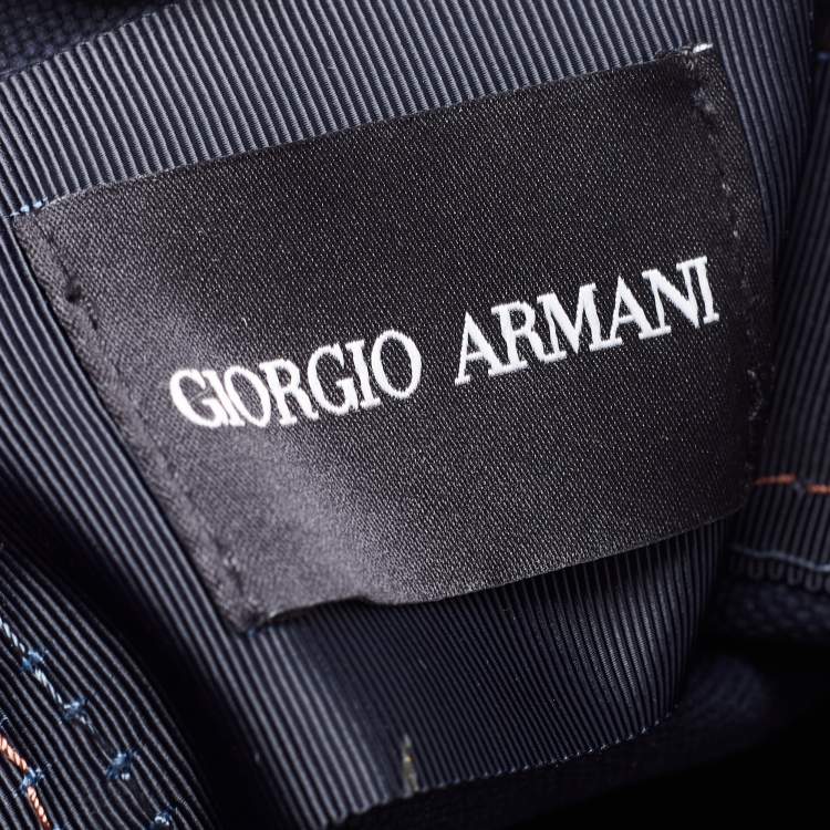 Pre Owned Giorgio Armani Navy Blue Canvas Maxi Shopper Tote 
