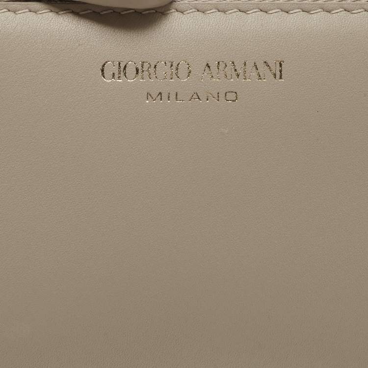 Pre Owned Giorgio Armani Grey Leather Coin Purse