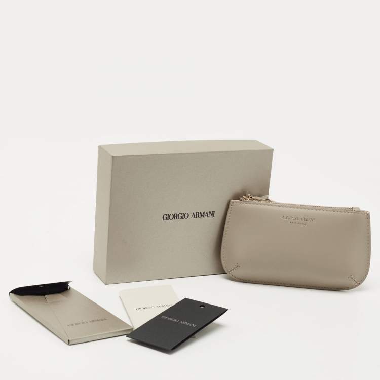 Pre Owned Giorgio Armani Grey Leather Coin Purse